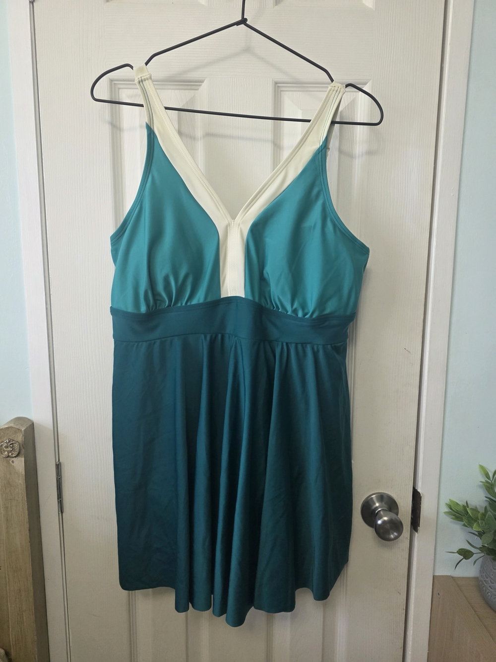 BloomChic Teal and Cream Women’s Swim Dress